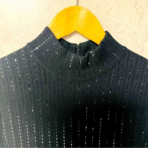 ST. JOHN BY MARIE GRAY NWT SZ 2 BLACK EVENING MOCK NECK SEQUIN‎ SWEATER DRESS - Picture 7 of 10